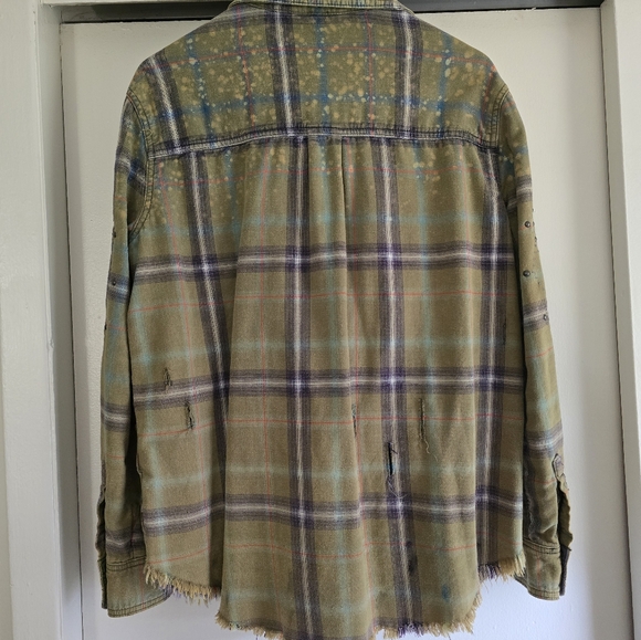 Free People Distressed Flannel Jacket - Picture 2 of 6
